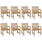 Gartenstühle 8 Stk. mit Beigen Kissen Massivholz Teak
