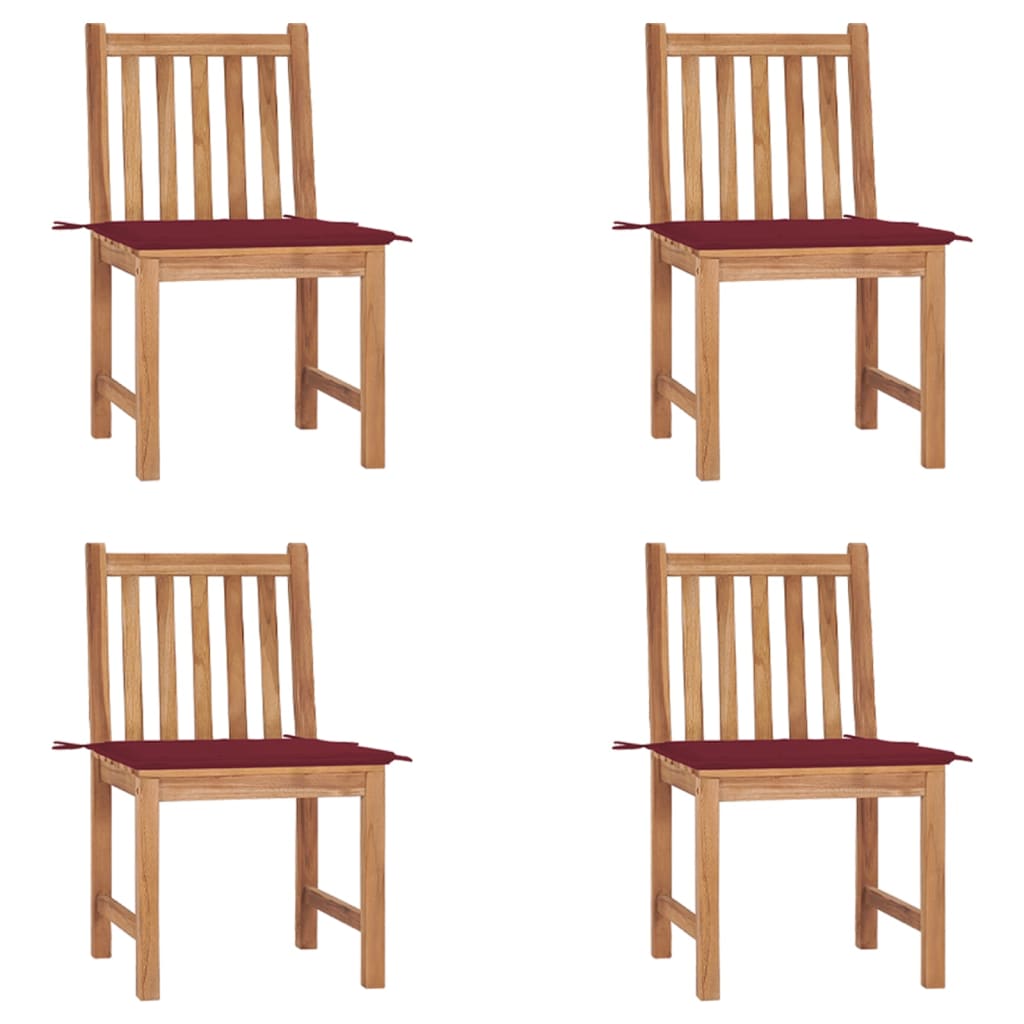 Gartenstühle 4 Stk. mit Kissen Massivholz Teak