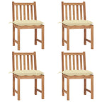 Gartenstühle 4 Stk. mit Kissen Massivholz Teak