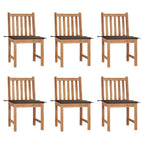Gartenstühle 6 Stk. mit Kissen Massivholz Teak