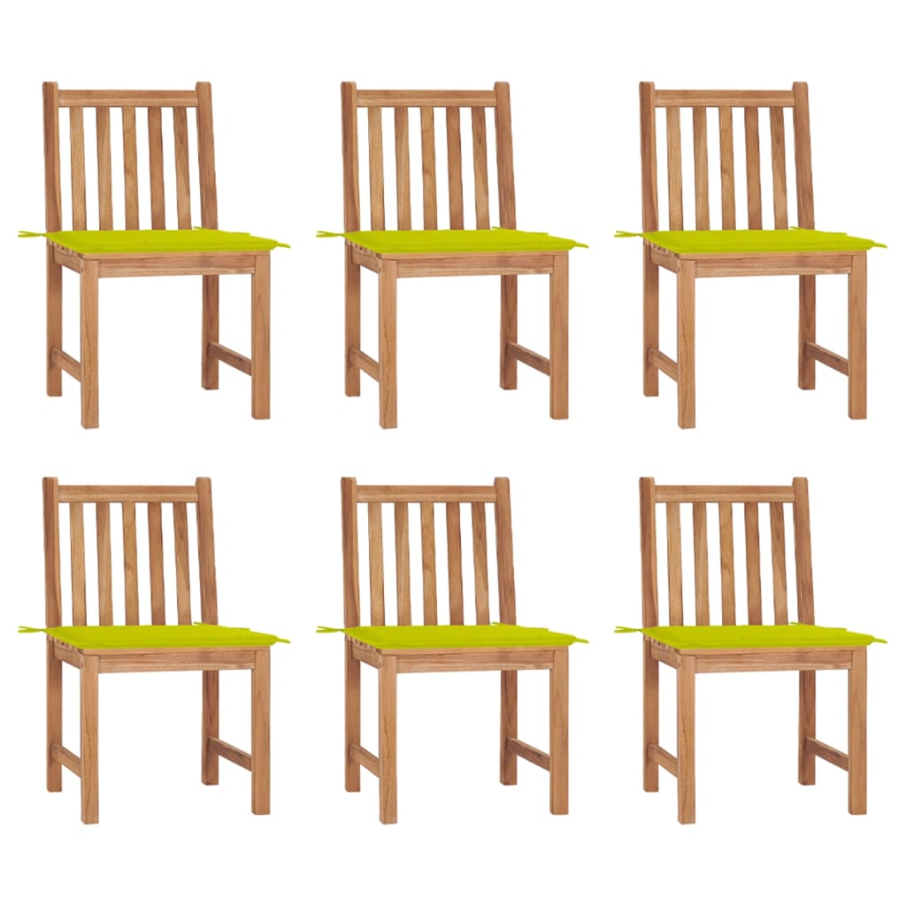 Gartenstühle 6 Stk. mit Kissen Massivholz Teak