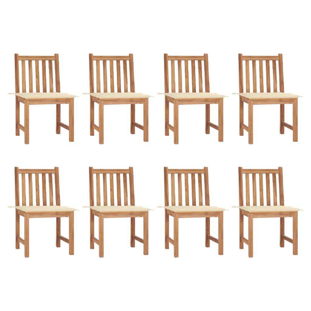 Gartenstühle 8 Stk. mit Kissen Massivholz Teak