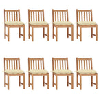 Gartenstühle 8 Stk. mit Kissen Massivholz Teak