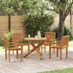 5-tlg. Garten-Essgruppe Massivholz Teak