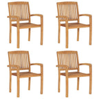 Stapelbare Gartenstühle 4 Stk. Massivholz Teak