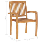 Stapelbare Gartenstühle mit Kissen 6 Stk. Massivholz Teak