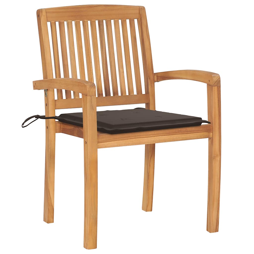 Stapelbare Gartenstühle mit Kissen 8 Stk. Massivholz Teak