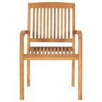 Stapelbare Gartenstühle mit Kissen 8 Stk. Massivholz Teak