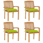 Stapelbare Gartenstühle mit Kissen 4 Stk. Massivholz Teak