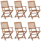Klappbare Gartenstühle 6 Stk. mit Kissen Massivholz Akazie