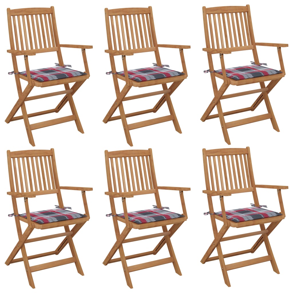 Klappbare Gartenstühle 6 Stk. mit Kissen Massivholz Akazie