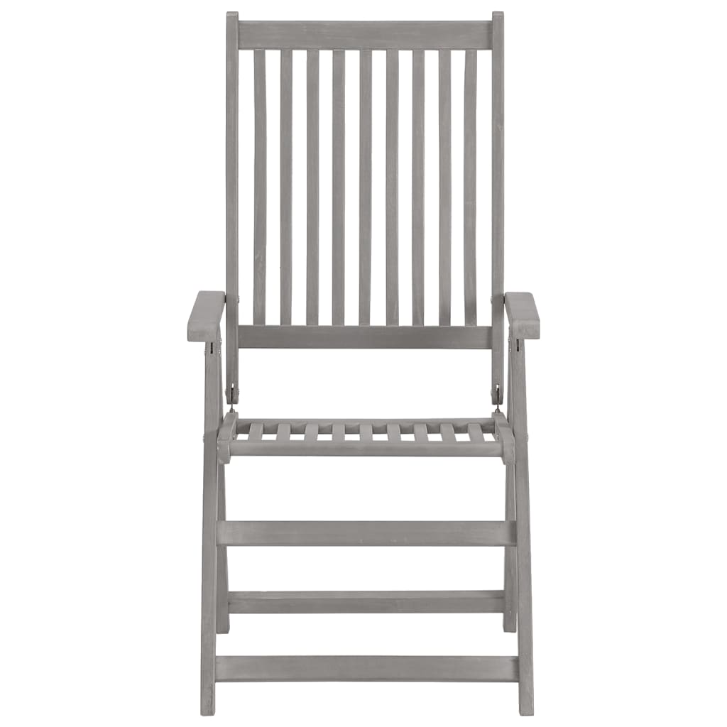 Verstellbare Gartenstühle mit Auflagen 8 Stk. Grau Akazienholz