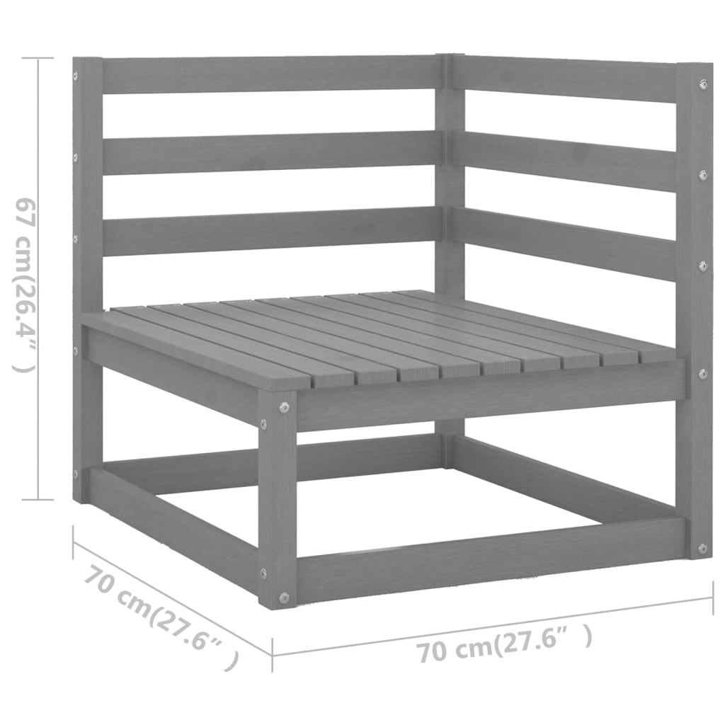 4-tlg. Garten-Lounge-Set Grau Massivholz Kiefer