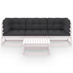 4-tlg. Garten-Lounge-Set mit Kissen Kiefer Massivholz