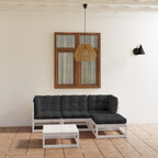 5-tlg. Garten-Lounge-Set mit Kissen Kiefer Massivholz