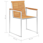 8 Stk. Gartenstühle Massivholz Teak und Edelstahl