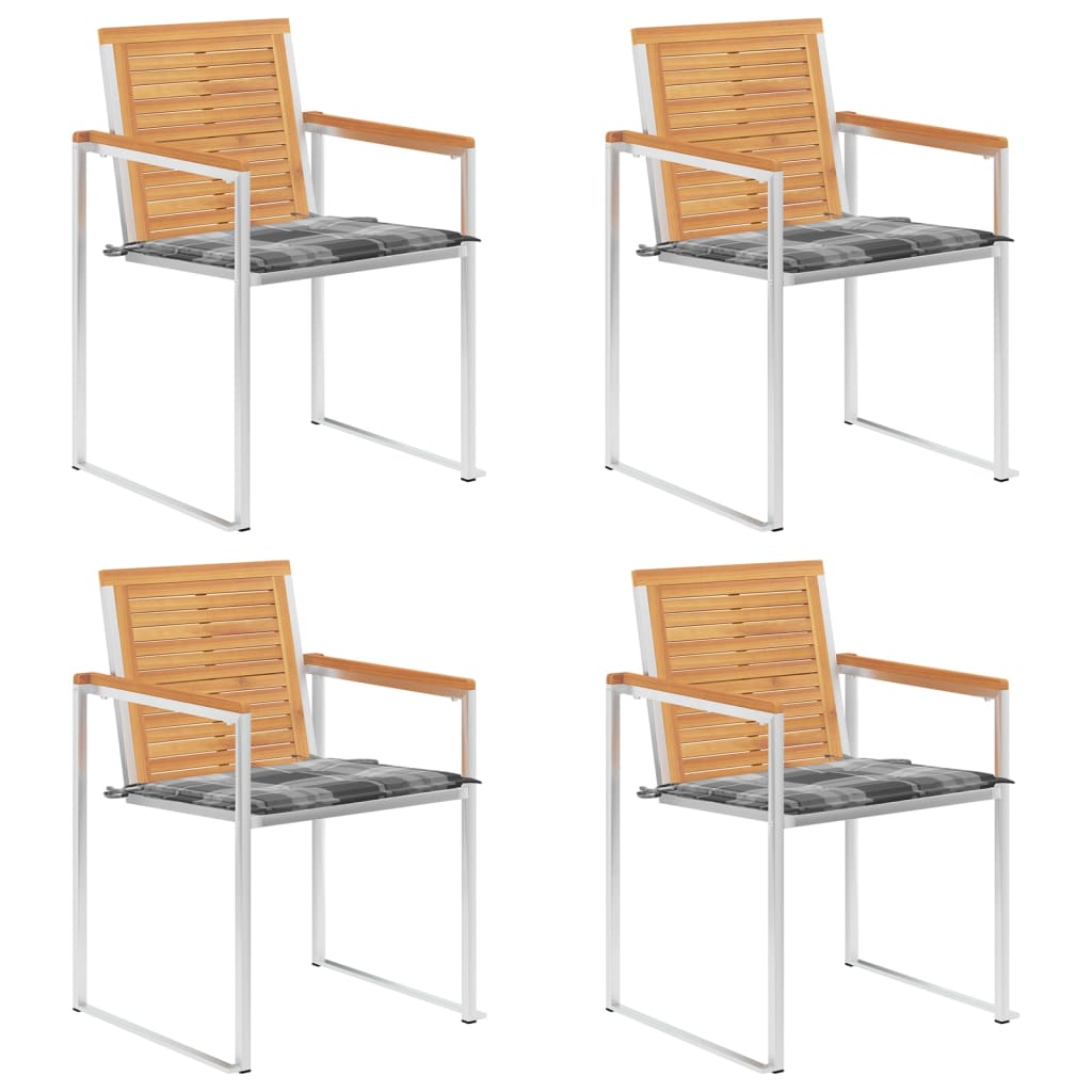 Gartenstühle 4 Stk. mit Kissen Massivholz Teak