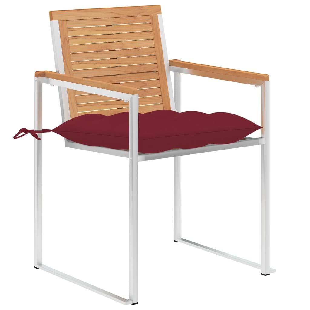 Gartenstühle 4 Stk. mit Kissen Massivholz Teak