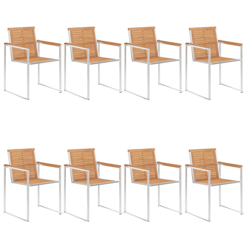Gartenstühle 8 Stk. mit Kissen Massivholz Teak