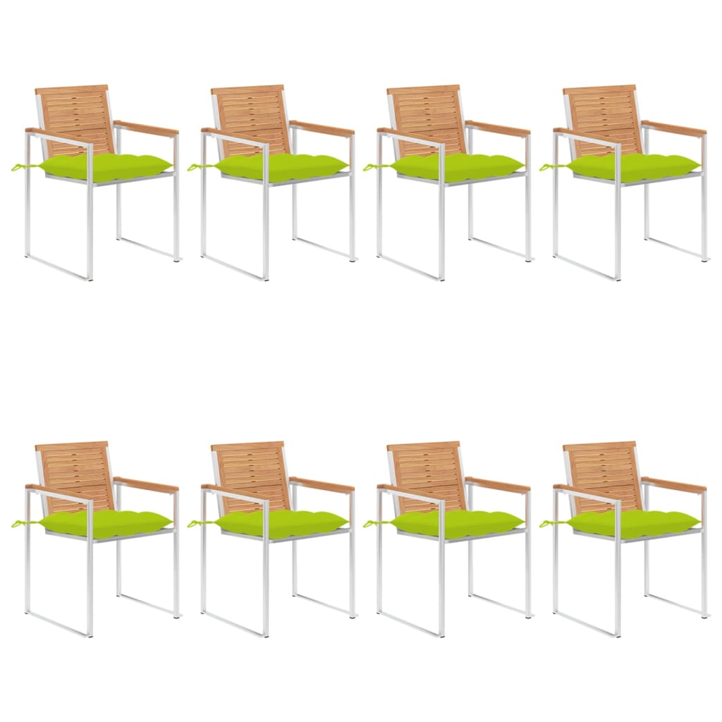 Gartenstühle 8 Stk. mit Kissen Massivholz Teak