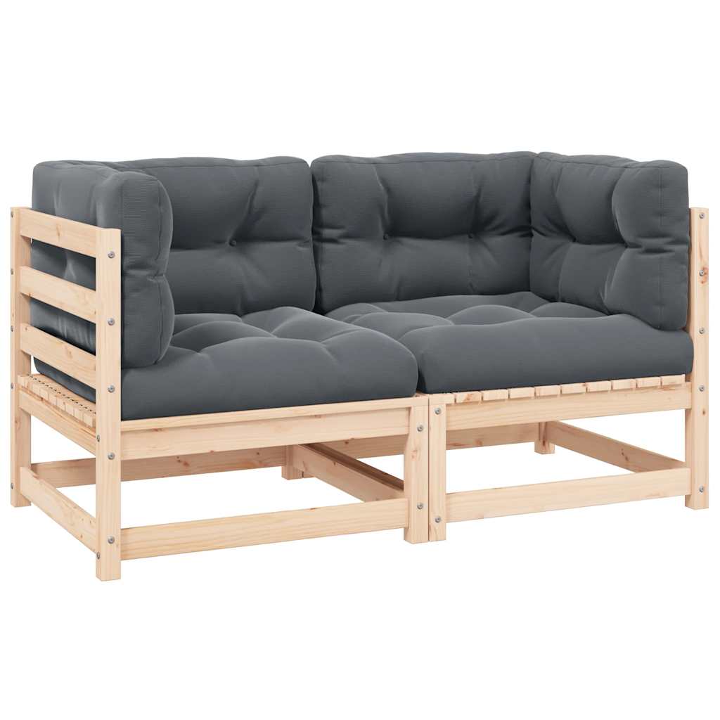 Garten-Ecksofas 2 Stk. mit Kissen Massivholz Kiefer