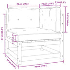 2-tlg. Garten-Lounge-Set mit Kissen Kiefer Massivholz