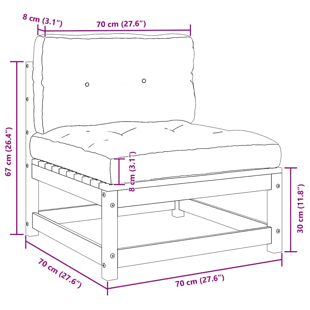 2-tlg. Garten-Lounge-Set mit Kissen Kiefer Massivholz