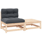 2-tlg. Garten-Lounge-Set mit Kissen Massivholz Kiefer