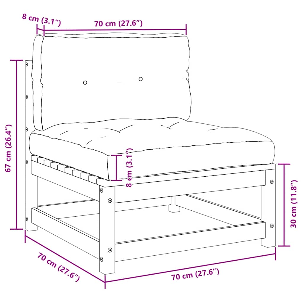 2-tlg. Garten-Lounge-Set mit Kissen Massivholz Kiefer