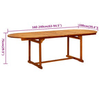 7-tlg. Garten-Essgruppe Massivholz Akazie 160-240 cm