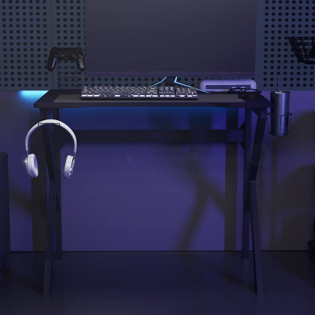 Gaming-Schreibtisch mit K-Gestell Schwarz 90x60x75 cm