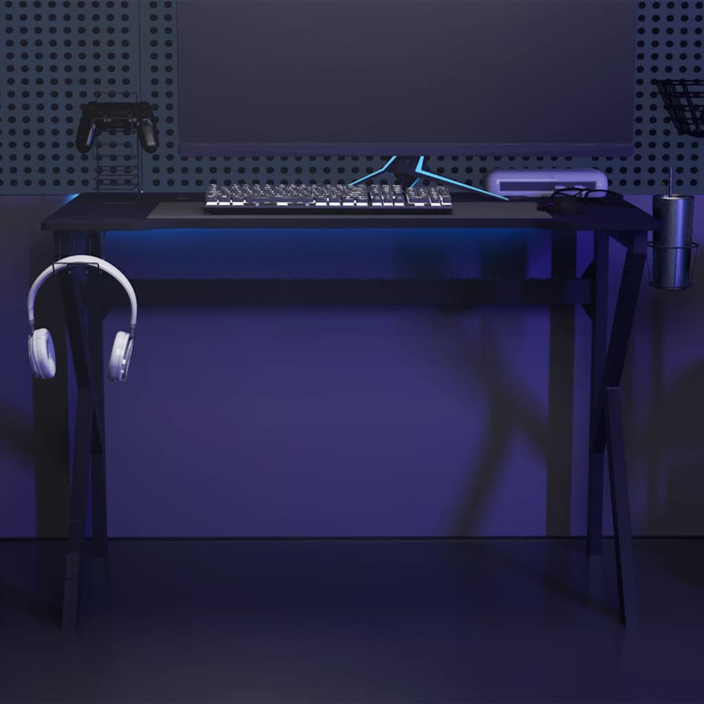 Gaming-Schreibtisch mit K-Gestell Schwarz und Rot 110x60x75 cm