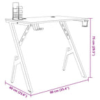 Gaming-Schreibtisch mit Y-Gestell Schwarz 90x60x75 cm