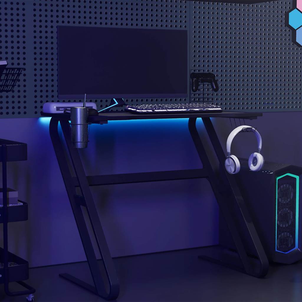 Gaming-Schreibtisch mit ZZ-Gestell Schwarz und Rot 90x60x75 cm