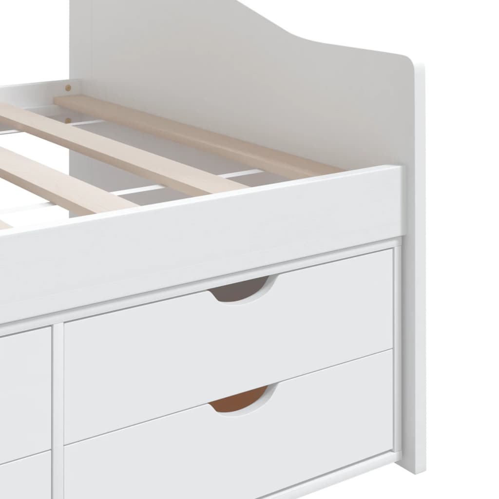 Tagesbett 3-Sitzer mit Schubladen Weiß Kiefernholz 90x200 cm
