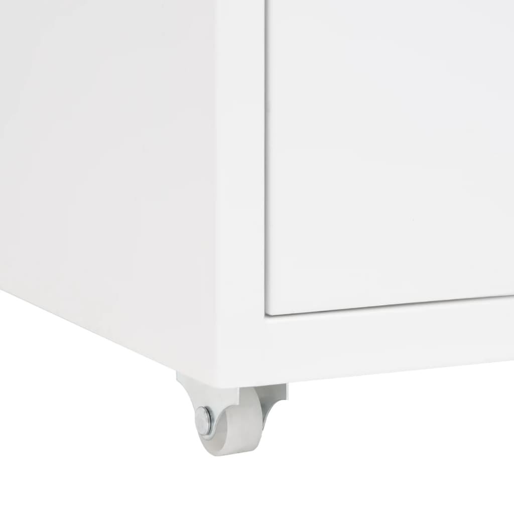 Aktenschrank mit Rollen Weiß 28x41x69 cm Metall