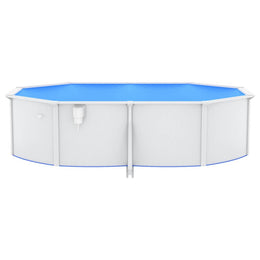 vidaXL Pool mit Stahlwand Oval 490x360x120 cm Weiß