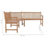 Garten-Eckbank 185x185x90 cm Massivholz Teak