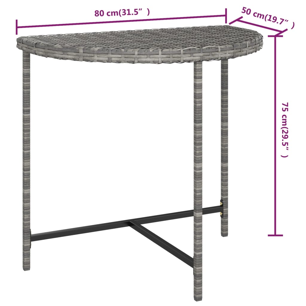 Gartentisch Grau 80x50x75 cm Poly Rattan