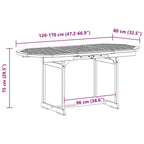Garten-Esstisch (120-170)x80x75 cm Massivholz Akazie