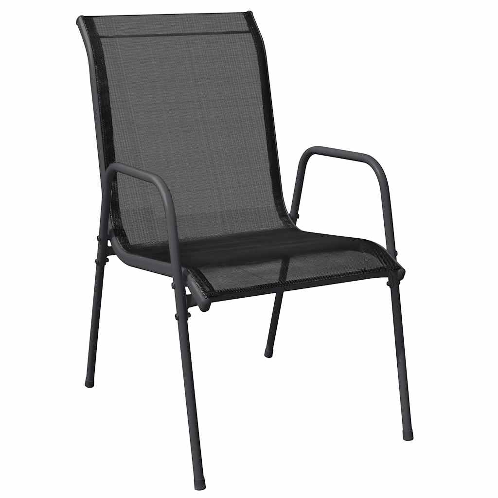 Gartenstühle 6 Stk. Stahl und Textilene Schwarz
