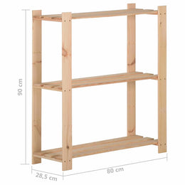 Lagerregal mit 3 Böden 80x28,5x90 cm Massivholz Kiefer