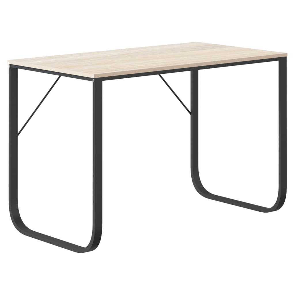 Computertisch Schwarz und Eiche-Optik 110x60x73cm Holzwerkstoff