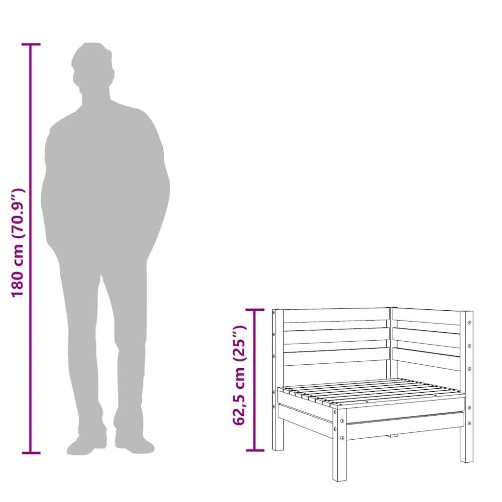 Garten-Ecksofa Weiß Massivholz Kiefer