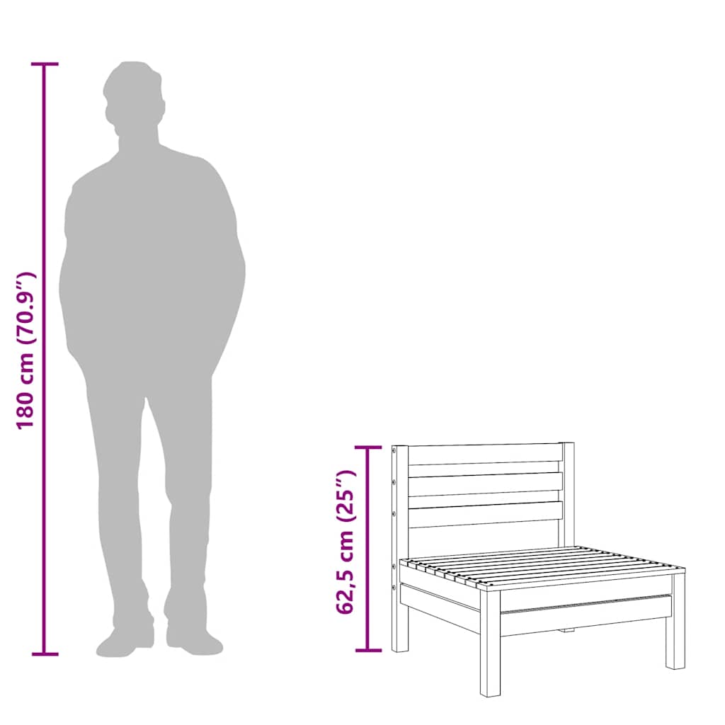 Garten-Mittelsofas 2 Stk. Weiß Kiefer Massivholz