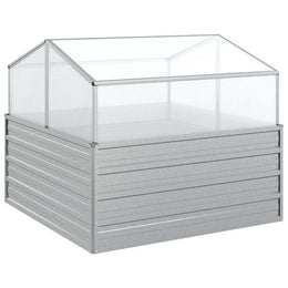 vidaXL Garten-Hochbeet mit Gewächshaus 100x100x85 cm Silber