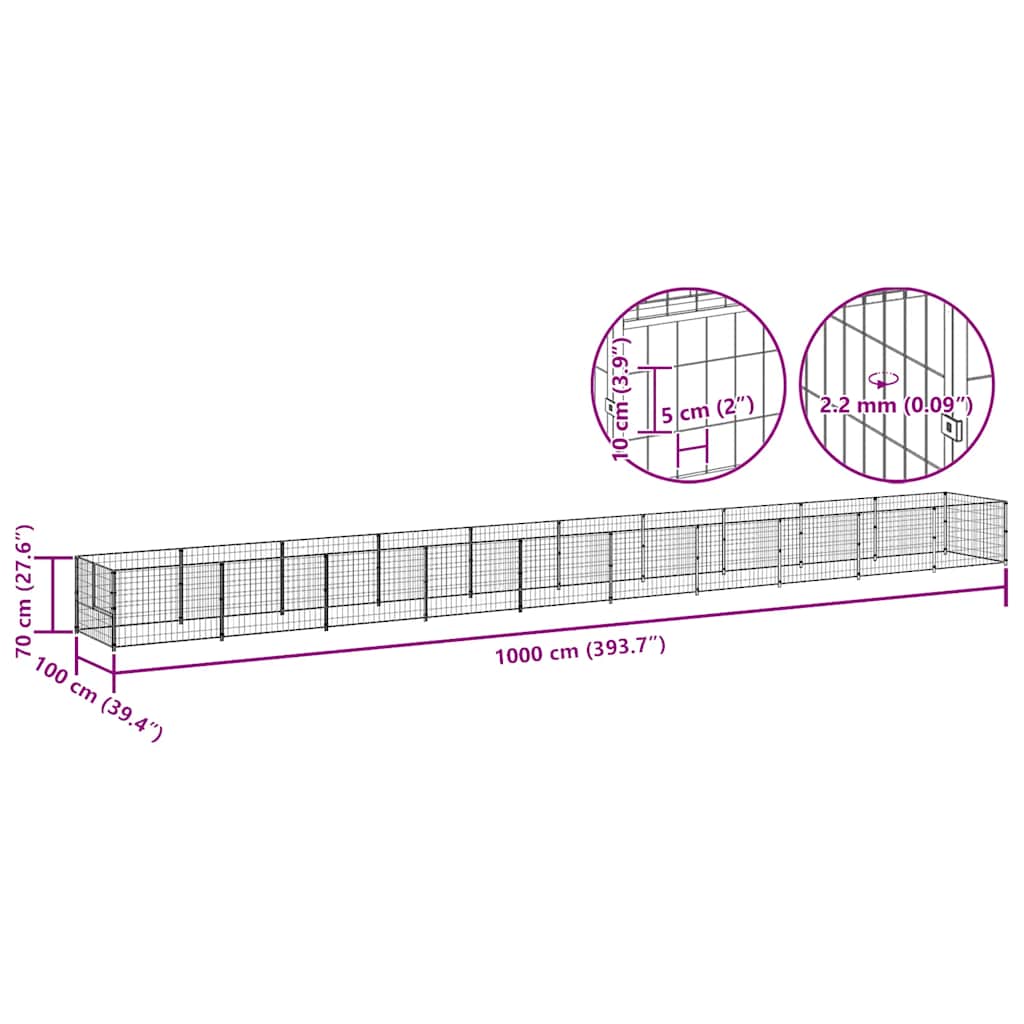 Hundezwinger Schwarz 10 m² Stahl
