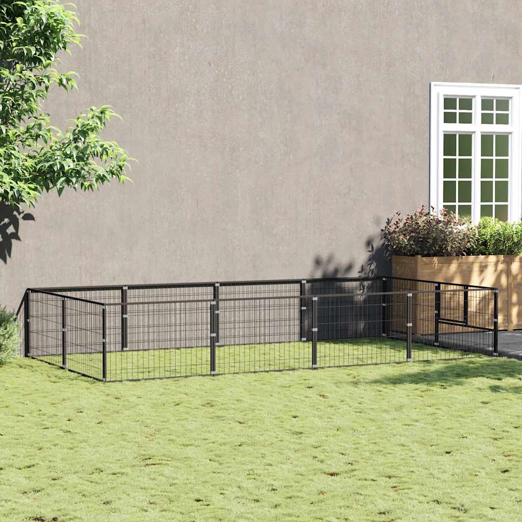 Hundezwinger Schwarz 8 m² Stahl