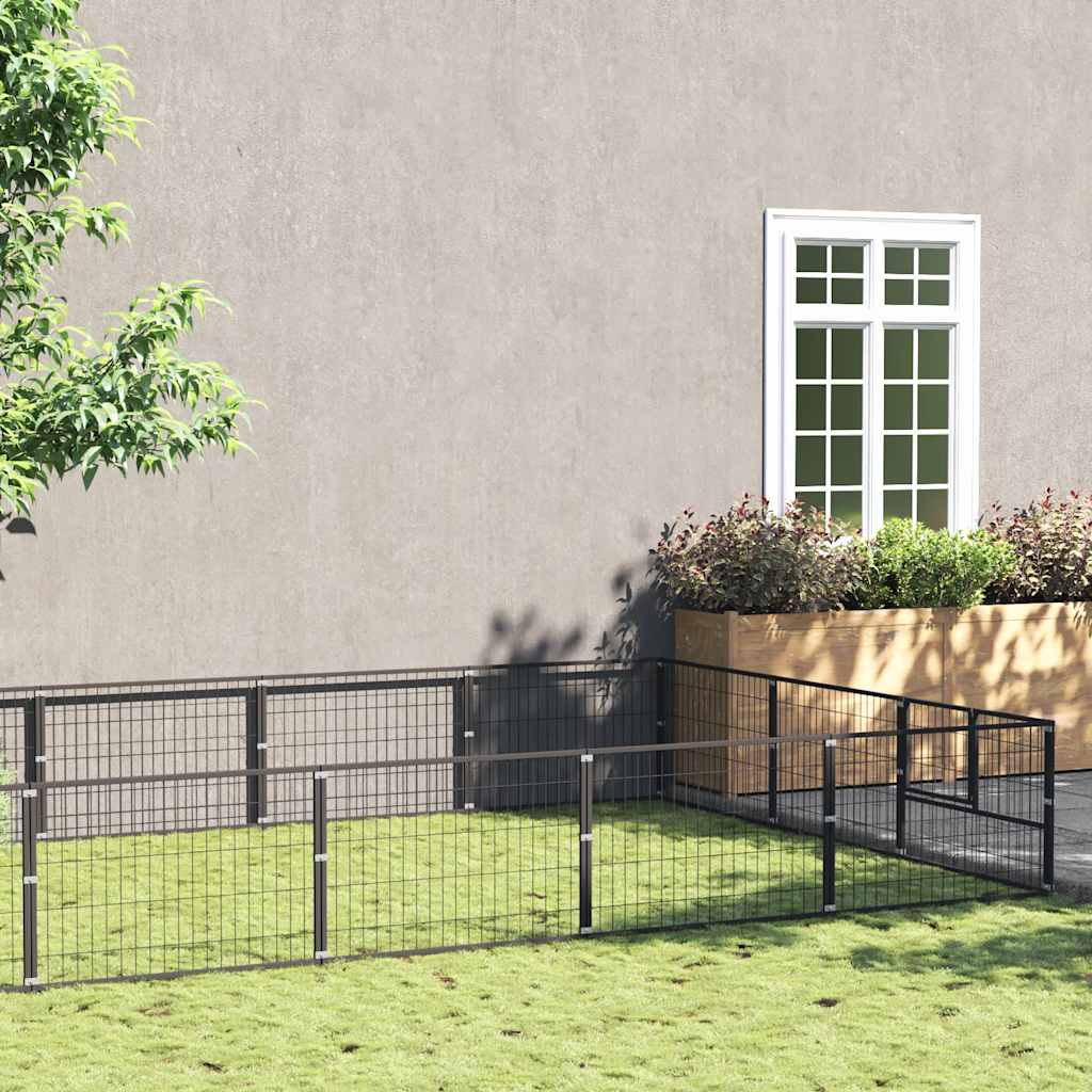 Hundezwinger Schwarz 15 m² Stahl