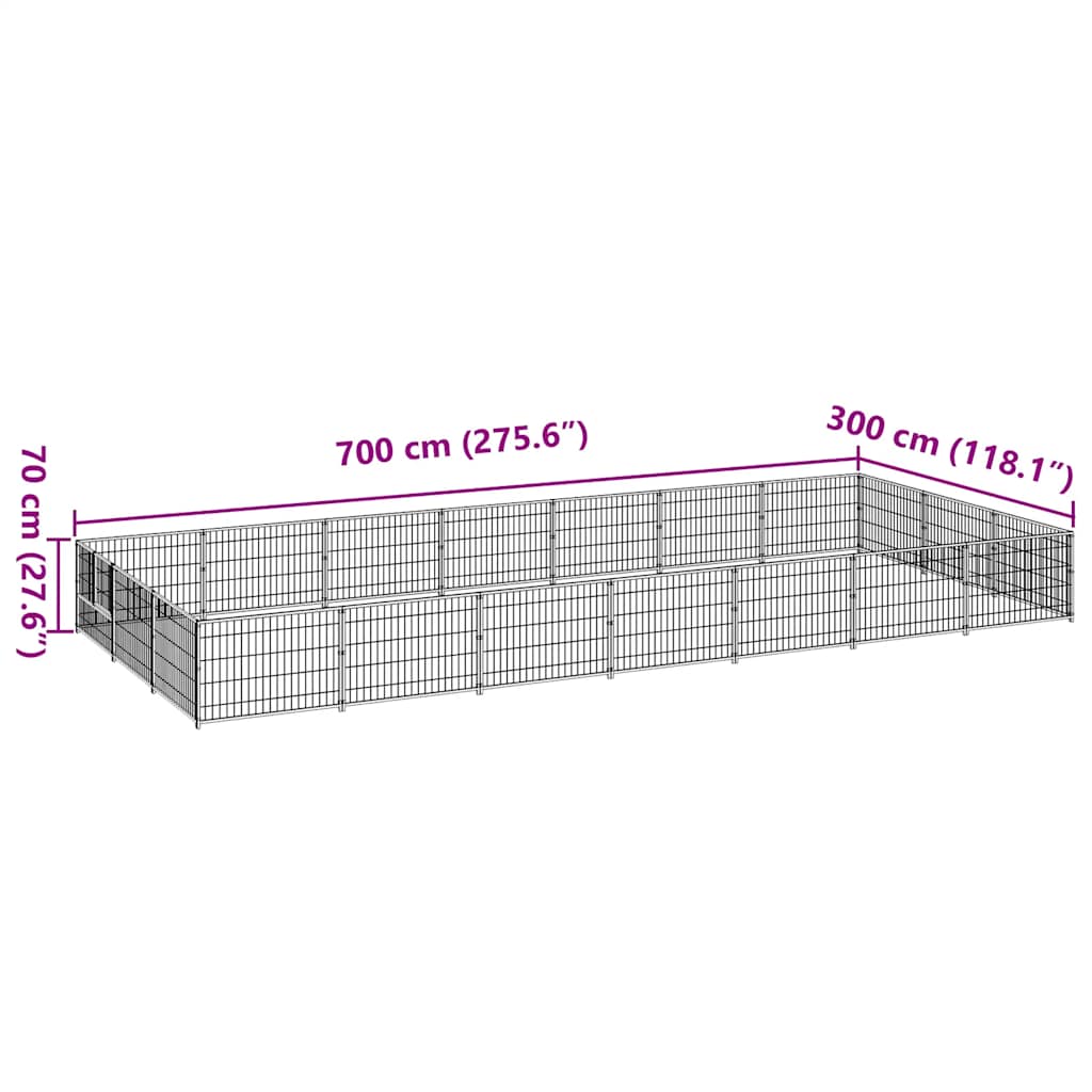 Hundezwinger Schwarz 21 m² Stahl